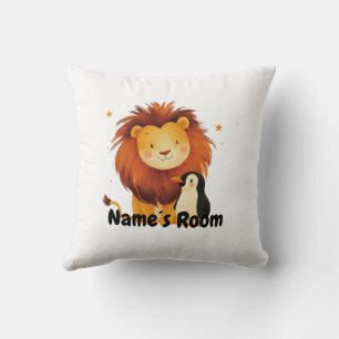 Cojín Decorativo Agradable salón para niños con amigos leones y pin