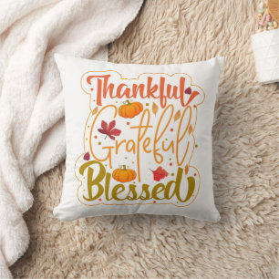 Cojín Decorativo Agradecido Agradecido Bendito: Latido de Otoño