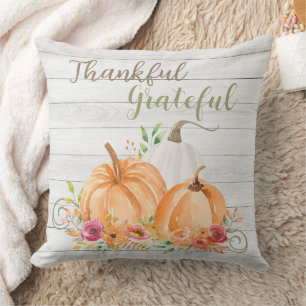 Cojín Decorativo Agradecimiento   Acuarela de calabaza otoñal