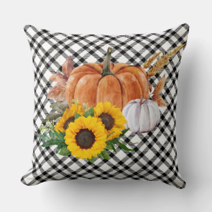 Cojín Decorativo Agradecimiento de girasoles de calabaza de otoño d