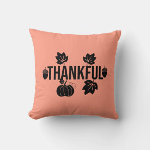 Cojín Decorativo Agradecimientos, Hojas Y Calabaza