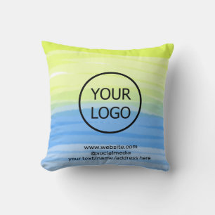 Cojín Decorativo agrega tu logotipo nombre de la empresa texto acua