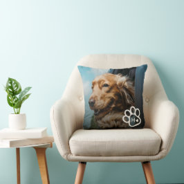 Cojín Decorativo Agregar su propia foto Monograma de mascotas perro