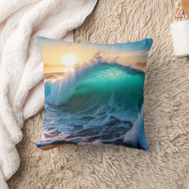 Cojín Decorativo Agua Blue Frozen Ocean Wave Seascape (Manta)