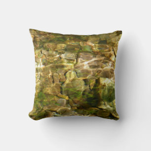 Cojín Decorativo Agua de Fuentes Termales Verde-Oro Naturaleza