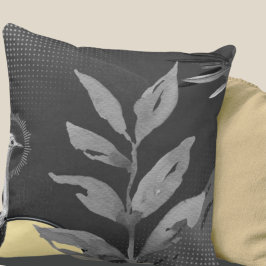 Cojín Decorativo Agua gris oscuro y amarillo deja avestruz