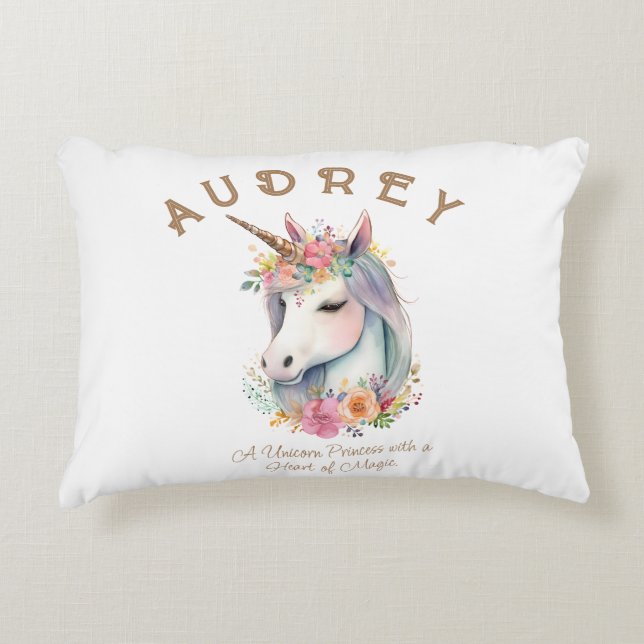 Cojín Decorativo Agua unicornio y floral (Anverso)