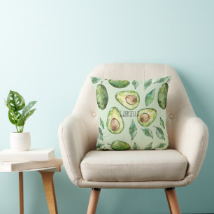 Cojín Decorativo Aguacates Verdes y Hojas