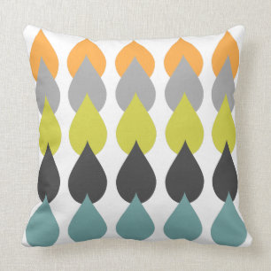 Cojín Decorativo Aguamarina amarilla chartreuse anaranjada retra