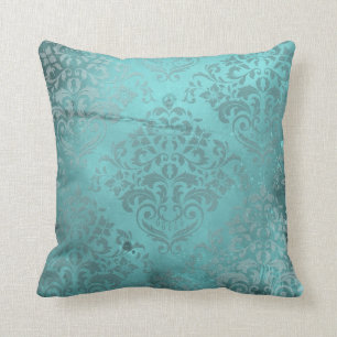 Cojín Decorativo Aguamarina apenada del damasco