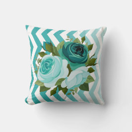 Cojín Decorativo Aguamarina color de rosa floral del ramo el | de