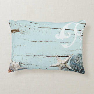Cojín Decorativo Aguas costeras azul playa madera estelar