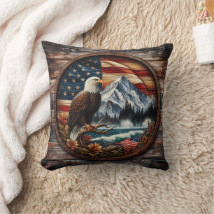 Cojín Decorativo Águila Americana Encaramada Cerca Del Paisaje Mont