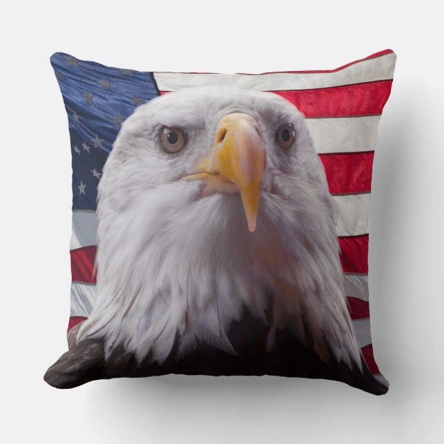 Cojín Decorativo Águila calva y bandera (Anverso)