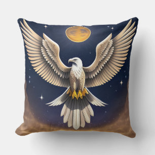 Cojín Decorativo Águila de la Libertad Bajo las Estrellas Cielo Noc