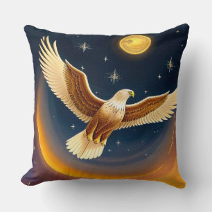 Cojín Decorativo Águila Dorada Bajo Luna Creciente