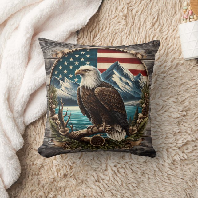 Cojín Decorativo Águila majestuosa contra el paisaje americano (Manta)