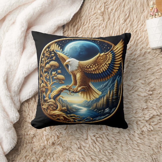 Cojín Decorativo Águila majestuosa encarnada por un río sereno (Manta)