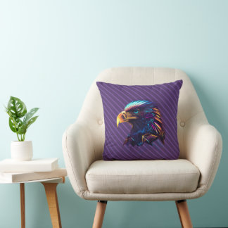 Cojín Decorativo Águila Neón Futurista brillante radiante