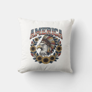 Cojín Decorativo Águila Patriótica América Girasol Vintage
