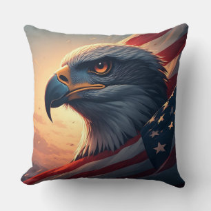 Cojín Decorativo Águila patriótica minimalista con bandera american