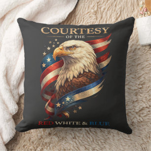 Cojín Decorativo Águila Patriótica Roja Blanca y Azul Vintage