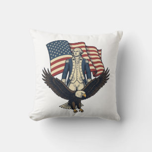 Cojín Decorativo Águila Patriótica y General Colonial Vintage Vecto