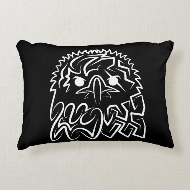 Cojín Decorativo Águila Tribal Negra y Blanca (Anverso)