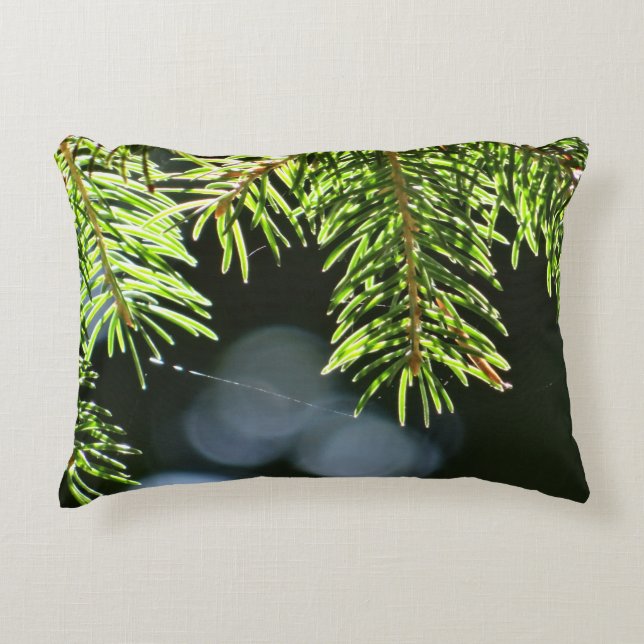 Cojín Decorativo Agujas de pino con bokeh (Anverso)