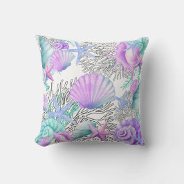 Cojín Decorativo Agujas Verde azuladas Y Blancas Púrpura Rosa