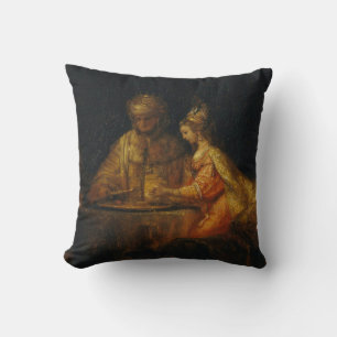 Cojín Decorativo Ahasuerus Haman Esther Rembrandt Barroco bíblico