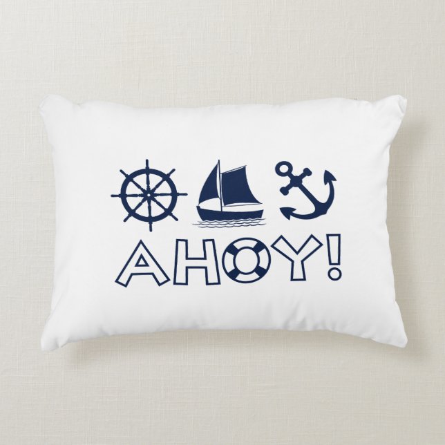 Cojín Decorativo ¡Ahoy! Azul oscura (Anverso)