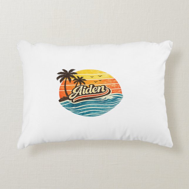 Cojín Decorativo Aiden Retro Sunset Name Design (Anverso)
