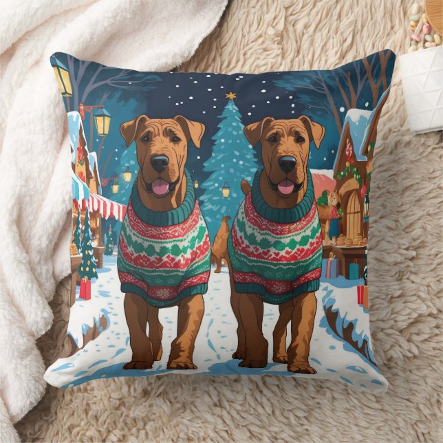 Cojín Decorativo Airedale Dogs Christmas Snow Holiday (Manta)