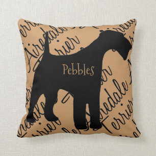Cojín Decorativo Airedale Terrier Dog Silhouette Personalizado Pill