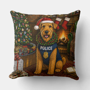 Cojín Decorativo Airedale Terrier Policía Vacaciones