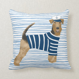 Cojín Decorativo Airedale Terrier Sailor Nautical Dog