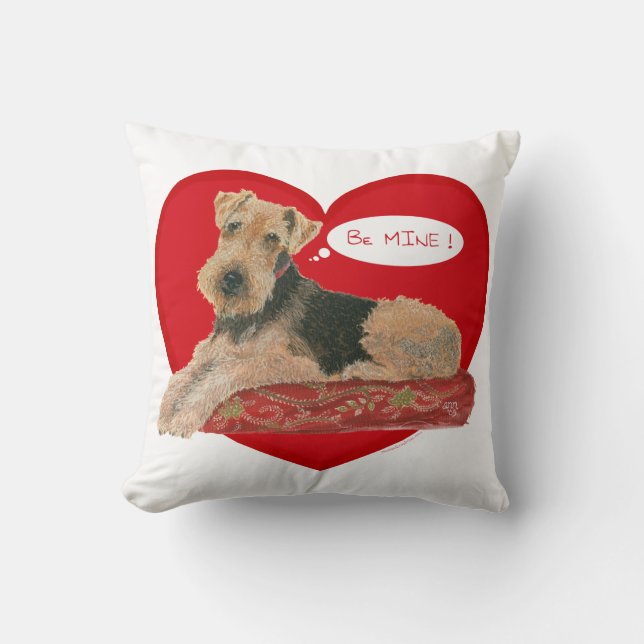 Cojín Decorativo Airedale Terrier Valentine (Anverso)