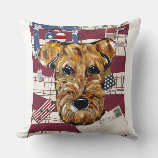 COJÍN DECORATIVO AIREDALE TERRIERS (Anverso)