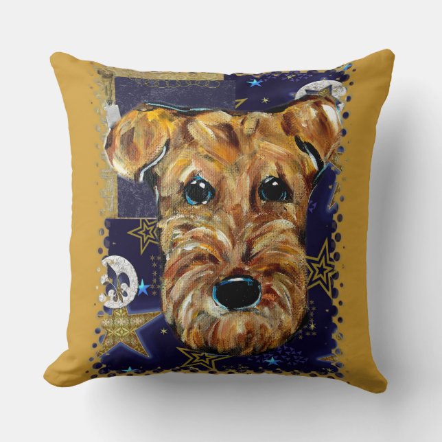 COJÍN DECORATIVO AIREDALE TERRIERS (Anverso)