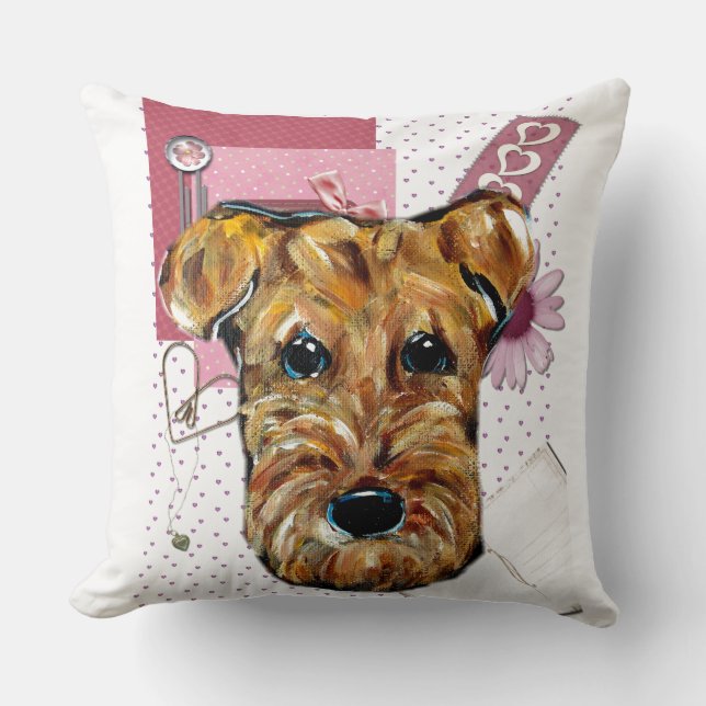 COJÍN DECORATIVO AIREDALE TERRIERS (Anverso)