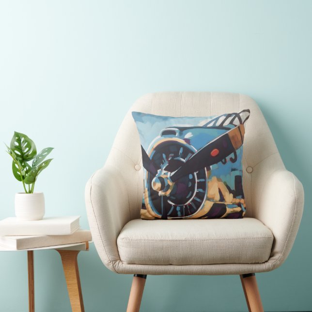 Cojín Decorativo Airplane Artwork - Gift for Aviation Lovers (Silla)