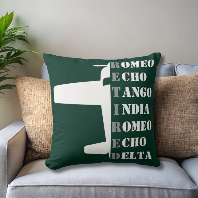 Cojín Decorativo Airplane Retired Nato Phonetic Alphabet Aviation (Subido por el creador)