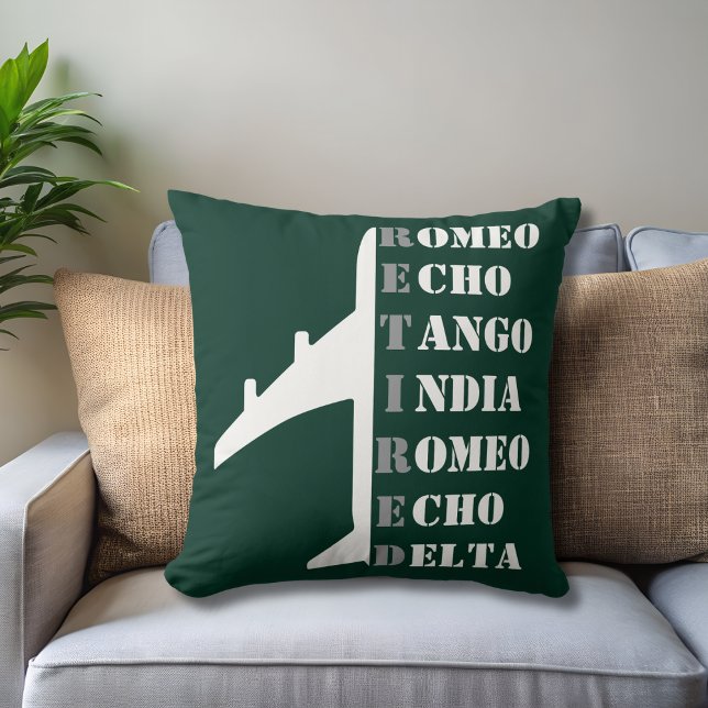 Cojín Decorativo Airplane Retired Nato Phonetic Alphabet Aviation (Subido por el creador)