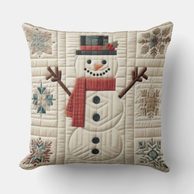 Cojín Decorativo Aislado patrón de hombre de nieve (Anverso)