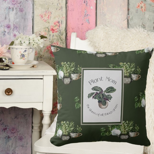 Cojín Decorativo Ajardinada Cute Green Plant Mom Cita Regalo de jar (Subido por el creador)