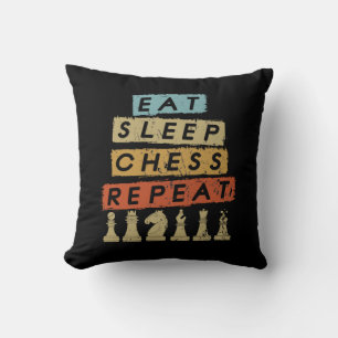 Cojín Decorativo Ajedrez - Come Duerme Ajedrez Repite