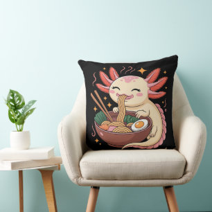 Cojín Decorativo Ajolote Adorable Come Fideos Ramen