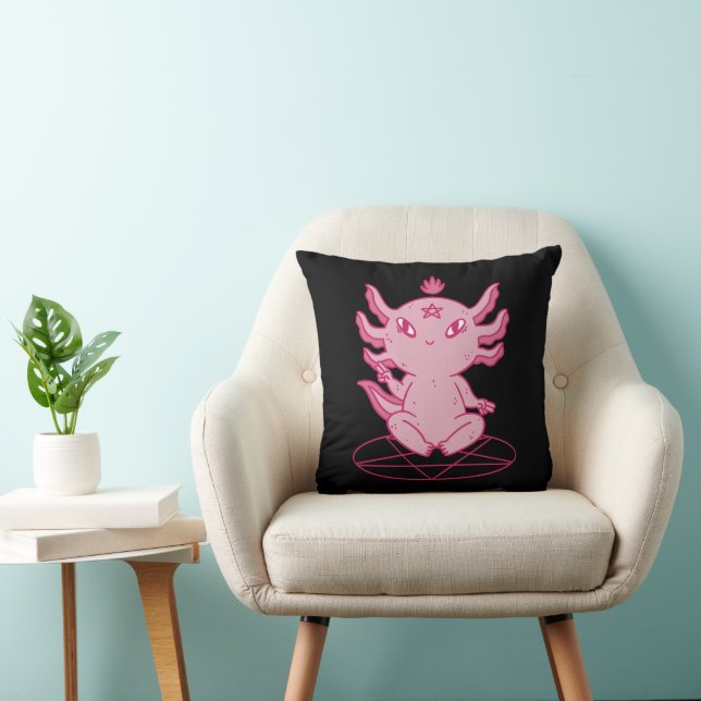 Cojín Decorativo Ajolote Baphomet Pagano Negro (Silla)