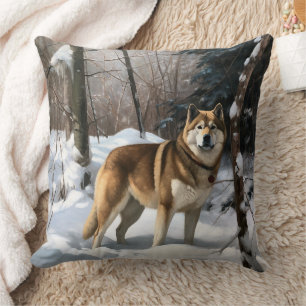 Cojín Decorativo Akita Deja que nieve Navidad